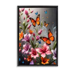 Stupell Industries Monarch Butterflies & Lilies Framed Floater Canvas Wall Art Design by Yuri Khrushch