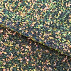 Sanibel Seashell Stretch Velvet Sequin Fabric Charcoal/Irid