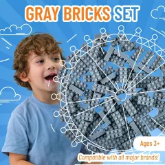 Strictly Briks Classic Bricks Starter Kit, Gray, 96 Pieces, 2x4 Studs, Building Creative Play Set for Ages 3-14, 100% Compatible with All Major Brick Brands Grey