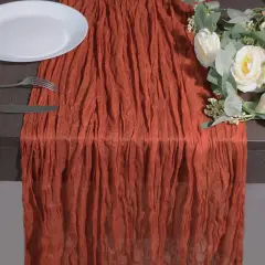 13Ft Terracotta Cheesecloth Table Runner, 160inch Long Rust Cheese Cloth Boho