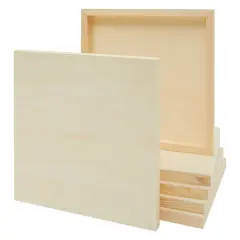 6 Pack Unfinished Square Wood Panels for Painting, 12x12 Wooden Canvas Boards for Crafts Brown