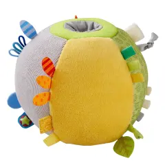 HABA Soft Sensory Ball Discovery Toy - Plush Baby Tag Toy with Rattle, Tags & Textures, Tummy Time Toys & Play Pen Balls, 6.5" Machine Washable for 6 Months & Up Multicolor