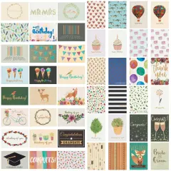 48-Pack Assorted Cards with Envelopes for All Occasions, Box Set of Greeting Cards for Birthdays, Congratulations, Weddings, Thank You, Thinking of You Notes, 48 Designs (4x6 In) Multicolor