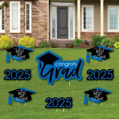Big Dot of Happiness Blue Grad Class of 2025 Outdoor Decorations - Graduation Yard Signs - Set of 8