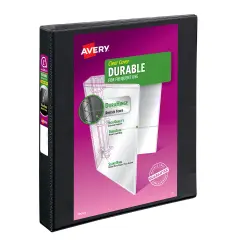 Avery Durable Clear View 3 Ring Binders, 1 Inch EZD Rings, 1 Black Binder (09300)