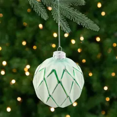 Northlight Harlequin Christmas Glass Ball Ornaments - 4" (100mm) - Mint Green - 4ct