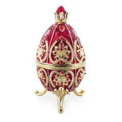 Red Royal Jeweled Inspired Imperial Easter Egg 4.5 Inches