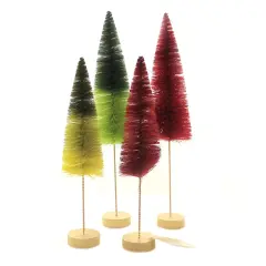 Bethany Lowe 14.0 Inch Bottle Brush Forest Christmas Decorative Tree Set , Christmas Decor Ombre Multicolored