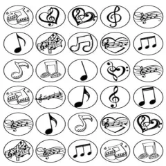 30 x Music Note Themed Edible Cupcake Toppers | Uncut on Wafer Sheet- Qty 30-1.5&rdquo; each