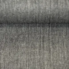 1 Yard Charcoal Linen Novelty Herringbone Yarn Dyed Fabric Midweight 54 Inch Width