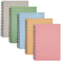 5 Pack 6x8 inch Spiral Journals, Small Notebooks Bulk with 120 Lined Pages for Work, Students, School, Writing (5 Colors Kraft Paper Covers) Multicolor