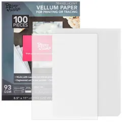 100 Sheet Translucent Vellum Paper, Traceable & Printable, 8.5" x 11" Inkjet & Laser Printer Compatible, 93gsm Sheets for Invitation, Sketching & Card Overlays White