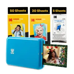 Kodak Step Mobile Instant Photo Printer 2x3" & Zink Photo Paper (75 Sheets) Bundle Blue