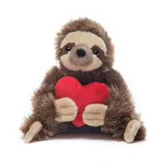 Bearington Lil' Simon Love The Sloth Valentine's Day Stuffed Animal, 6.5 Inch Sloth Plush, Ideal for Valentine's Gift for Kids, For Ages 3-14 Brown