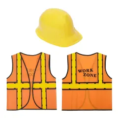 BLUE PANDA 6 Set Construction Worker Costume, Kids Construction Vest and Kids Hard Hat for Dress-Up, Construction Theme Birthday Party, or Halloween Costume, For Ages 3-14 Multicolor