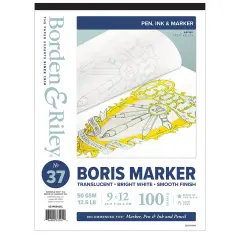 Borden & Riley #37 Boris Marker Layout Bright White Translucent Bond Paper Pad, 40 GSM/13.5 lb., 1 Pad Each&nbsp;