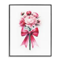 Stupell Industries Pink Ribbon Bouquet Framed Giclee Wall Art Design by Amanda Greenwood