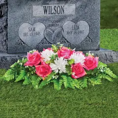 Collections Etc Artificial Roses and Dahlias Memorial Arrangement Stake