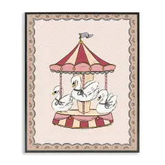 Stupell Industries Vintage Swan Carousel Framed Giclee Wall Art Design by Andrea Jasid Grassi