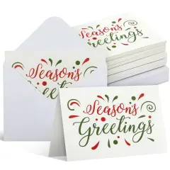 Sustainable Greetings 48 Pack Christmas Greeting Cards, Boxed Season&rsquo;s Greetings Card, Blank Inside, Bulk Holiday Cards with Envelopes, 4.5 x 6.25 Inch (Red, Green)