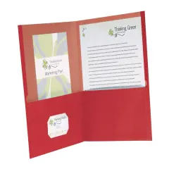 Oxford Earthwise Recycled 2-Pocket Folder, Red, Pack of 25