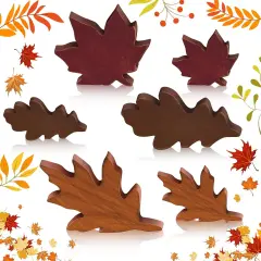 6 Pcs Fall Maple Leaves Wood Sign Tabletop Decorations