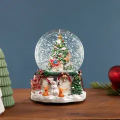 Northlight Musical Christmas Tree and Santa Claus Snow Globe - 6.75" Green