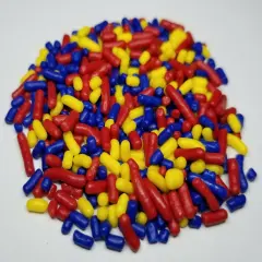 Red, Yellow, and Dark Blue Jimmies Edible Sprinkles - 4 oz