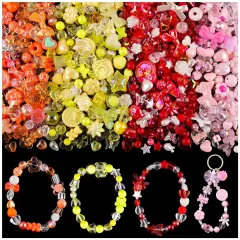 TINKRSTUFF Assorted 180-240PCS Acrylic Beads For Bracelet Making, Flower Bow Butterfly Candy Gummy Bear Kawaii Aesthetic Bracelet Charms,Cute Beads For Jewelry Making DIY Necklace Keychain Phone Charm