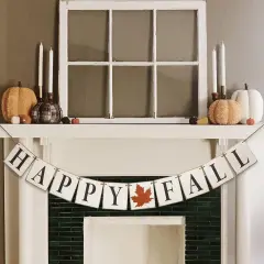 Happy Fall Banner, Vintage Thanksgiving Decor