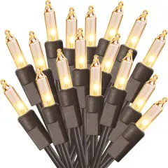 Clear Christmas String Lights - 21.63FT, 100 Count (Warm White-Brown Wire)