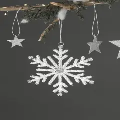 Snowflake Shiny Ornament - White - 5" x 0.25" x 5"