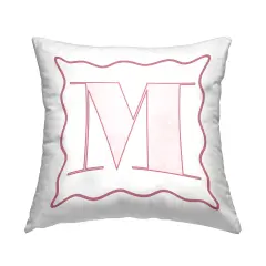 Stupell Industries Patterned Pink M Letter Indoor Pillow, 18 x 7 x 18