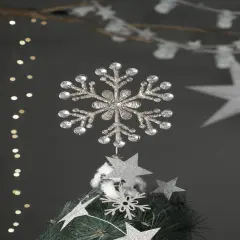 Snow Flake Tree Topper - Silver - 7" x 2" x 11"