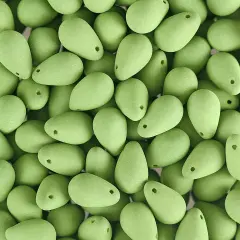 John Bead 114pcs 6x9mm Czech Glass White Alabaster Velvet Drop Bead Strands Soft Lime