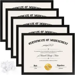 5 PACK Certificate Frames 8.5 x 11,Black Diploma Frame Document Frame with Clear Plexiglass,Picture Frames for Tabletop and Wall Display