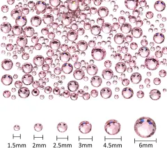 2000 Pieces Pink Flatback Rhinestones Bulk for Crafting 6 Sizes Round Crystal Nail Rhinestones Bedazzling Nail Gems with Tweezer Picking Pen for Nail Art Makeup Clothes Shoes DIY