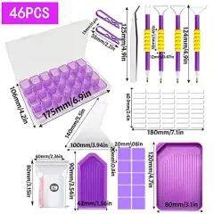 46 PCS DIY Diamond Painting Tools and Accessories Kits Multiple Sizes Painting Pens for Adults to Make Diamond Art Craft Tweezers Glue Diamond Correction 28 Girds Storage Box