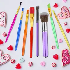 8 Pieces Cake Decorating Brushes Tools Set Cookie Decoration Brushes Fondant Gum Paste Decorating Tools Cake Cookie Brushes for DIY Cake Sugar Cookie Fondant Decoration Supplies