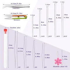 58 Pieces Beading Needles Set,50 Pieces Long Straight Beading Thread Needles, 8 Pcs Big Eye Beading Needles with Threader, Needle Bottle, Yarn Scissors,Tweezers for Bracelets and Jewelry Making
