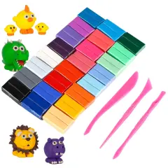 24 Colors Small Block Polymer Clay Starter kit, Oven Bake Clay, DIY Molding Clay, Great for Kids, Beginners