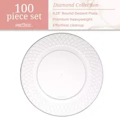 100 Pieces Clear Plastic Plates, 6.25" Clear Plastic Dessert Plates, Round Party Appetizer Plates Disposable, Small Plastic Plates, Clear Plates for Party, Small Cake Plates for Weddings & Holidays