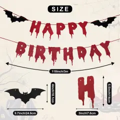 Halloween Hanging Paper Garland Bunting Banner Bloody Bat Vampire Decorations, Photo Backdrop for Wall Home Mantle Office Wall Scary Party Supplies