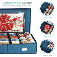 Wrapping Paper Storage Container - Christmas Storage Bag with Interior Pockets - Gift Wrapping Organizer Storage Fits Up to 36 Rolls of 40" - Tear Proof Wrapping Paper Organizer