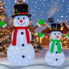 2 Piece Pop-Up Lighted Snowmen Set 42" & 28" Christmas Decoration