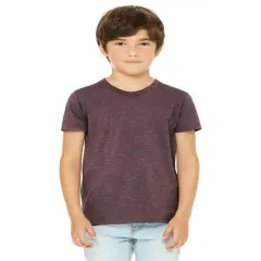 Bella + Canvas&reg; Youth CVC Jersey Crewneck Short Sleeve T-Shirt HEATHER MAROON