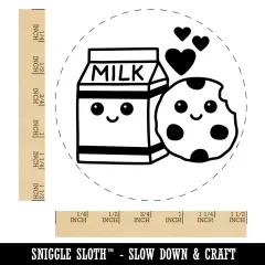 Cute Milk and Cookies Best Friends Love Self-Inking Rubber Stamp for Stamping Crafting Planners Red