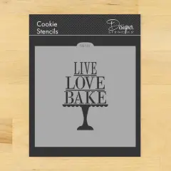 Live, Love, Bake Cookie & Craft Stencil | CM114 by Designer Stencils | Cookie Decorating Tools | Baking Stencils for Royal Icing, Airbrush, Dusting Powder | Craft Stencils for Canvas, Paper, Wood | Reusable Food Grade Stencil