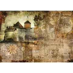 Redesign A1 Decoupage Rice Paper (Mulberry Tissue Paper) &ndash; Hilltop Castle - 23.4&Prime;X33.1&Prime;