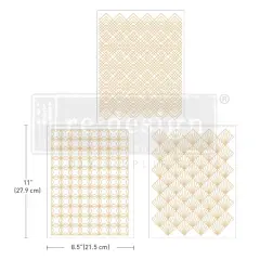 Middy Transfers&reg; - Golden Art Deco - 3 sheets, 8.5"x11"